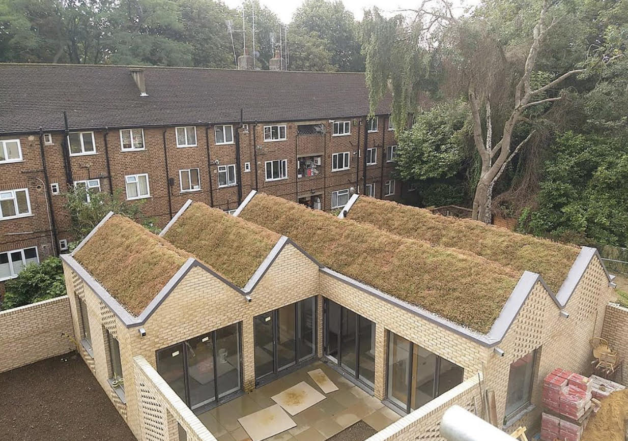 Planted pitched roofs on a residential building
